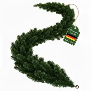 Künstliche Tannengirlande 180 cm – die Schwarzwald Weihnachtsgirlande Spritzguss für innen & außen überzeugt mit Nadelfreien Tannenzweige künstlich wie echt für edle Weihnachtsdeko