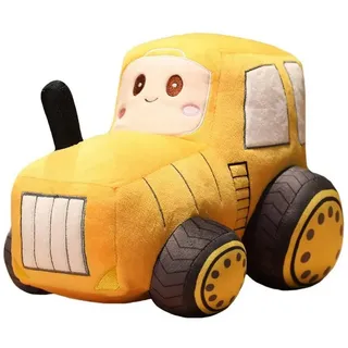 yozhiqu Kuscheltier Niedliches Cartoon-Kissen mit simuliertem Ackerschlepper aus Plüsch, Großes Plüsch-Traktor-Autositzkissen-Plüschtier gelb