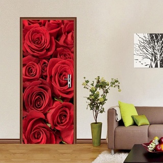 3D Abnehmbare Rote Rose Wandbilder Für Schlafzimmer Büro Küche Wanddeko 90 X 200 Cm