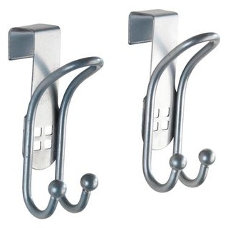 Wenko Kleiderhaken 22697100, für die Tür, silber, Metall, 2 Haken, 2 Stück