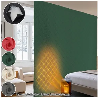 Sunicol Gardine Raumteiler Vorhang, Doppellagige Lärmschutz Verdunkelungsvorhang, Blickdicht Winter Thermovorhänge für Schlafzimmer, Extrabreit grün 254 cm x 214 cm