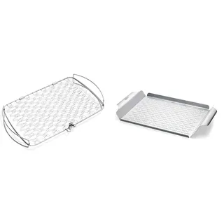Weber Grillkorb 25.4 cm x 40.6 cm, Fisch- und Gemüsehalter, groß & Style 6435 Professional-Grade Grillpfanne, Edelstahl, Rechteckig, Silber