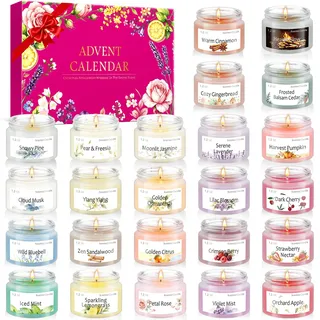 Adventskalender 2026 für Frauen - 24 Duftkerzen Geschenkset | 24 Kerzen mit festlichen Weihnachtsdüften Geschenkset Aromatherapie für Mama Paare Schwester Geburtstag Valentinstag