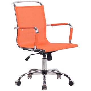 TPFLiving Bürostuhl Barney mit bequemer ergonomisch geformter Rückenlehne (Schreibtischstuhl, Drehstuhl, Chefsessel, Bürostuhl XXL), Gestell: Metall chrom - Sitzfläche: Netzbezug orange orange