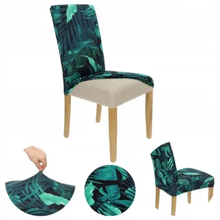 1 Stück Stuhlhussen Elasthan - Blättermuster - Stuhlbezug Esszimmer - Passend für Henriksdal Harry Stühle - Grün