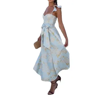 KKLZZUENI Langes Kleid für Damen,lässiges Stretchkleid, Schlinge Knöchel-Maxi-Tüllkleid - M