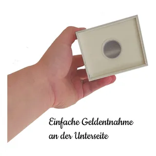 Spardose Katze Holz mit Tasse Spruch lustige Kaffeekasse Geschenkidee