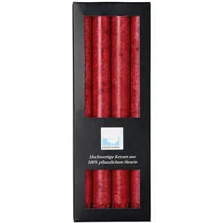 Stearin Stabkerzen, 250 x 22 mm, Dunkelrot, 4er-Pack, Bio - Kerzen / Stearin - Leuchterkerzen