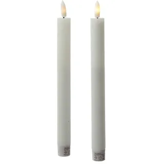 LED Stabkerzen Tafelkerzen Dinner Spitzkerzen rustikal 24cm weiß 2St