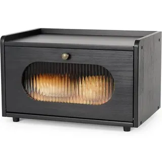 Brotkasten Brotbox Holz Zirbenholz Acryltür Magnetisch Schwarz