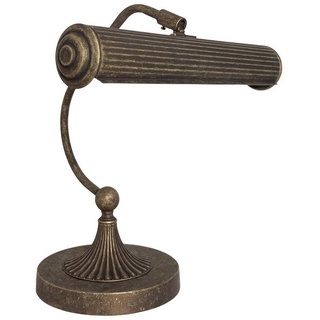 Licht-Erlebnisse Schreibtischlampe BIANKA, ohne Leuchtmittel, Tischlampe in Bronze Antik matt E14 31,5 cm Messing Jugendstil bunt