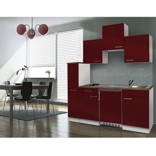 RESPEKTA Singleküche »KB180WWC«, mit E-Geräten, Gesamtbreite: 180 cm - rot