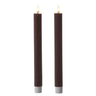 MARELIDA LED Stabkerzen Tafelkerzen Spitzkerzen H: 25cm braun 2St.