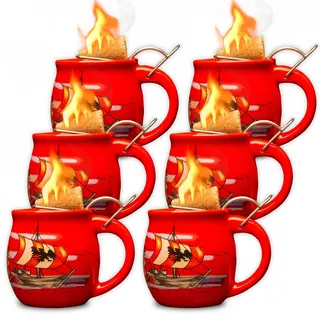 Feuerzangentasse 6er im Karton, Rot/Störtebeker - für Feuerzangenbowle