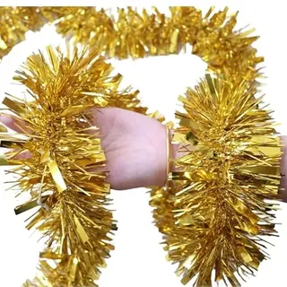 SYSUII 10 Stück 2m * 9cm Weihnachtsbaum Girlande, Lametta Weihnachtsbaum Girlande Metallisch Lametta Weihnachtsbaumschmuck Girlande glänzend für Weihnachten, Hochzeiten, Geburtstage Dekoration -Gold