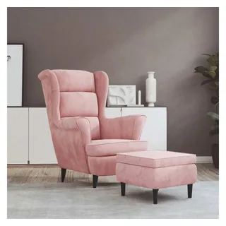 vidaXL Ohrensessel mit Hocker Samt 81 x 96 x 90 cm Rosa