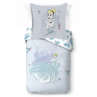 Disney Cinderella Baumwolle Blau 135 x 200 cm + 80 x 80 cm
