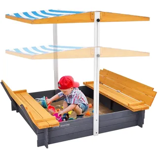 Vevor Holzsandkasten mit Überdachung orange