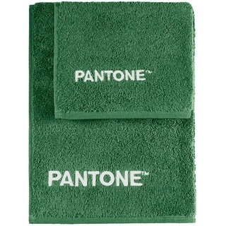 SWEET HOME PantoneTM - Handtuch-Set 1+1 bestehend aus Gästehandtüchern 40 x 50 cm + Gesicht 50 x 100 cm mit PantoneTM Stickerei, Oeko Tex Zertifiziert, Grün