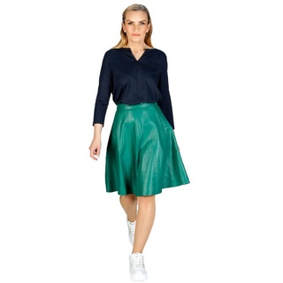 VALAIZA Lederrock Stilvoller A-Linien-Lederrock Versatile: Eleganz für zeitgemäßen Chic Echtes Lamm Nappa Leder grün L (40)