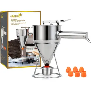eGenuss Edelstahl Backtrichter 1200 ml Teigspender für Pfannkuchen und Muffins