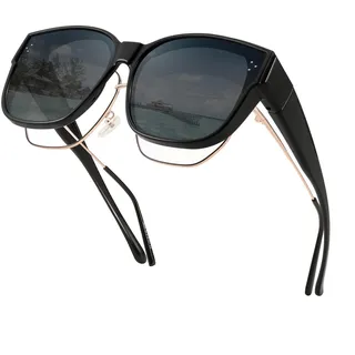 FEISEDY Überzieh Sonnenbrille Polarisiert für Brillenträger Überziehbrille Damen Herren Fit-over Überbrille Groß mit UV400 Schutz B2849 - Moyen à Grand