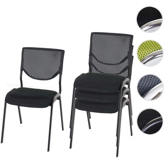 4er-Set Besucherstuhl T401, Konferenzstuhl stapelbar, Stoff/Textil ~ Sitz schwarz, F√o√üe schwarz