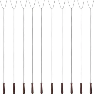 Grillspieß Edelstahl 10er Set, 120cm extra lang, Spieß für Feuerschale, Lagerfeuerspieß