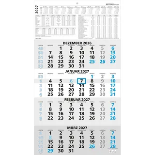 Neumann 4-Monatskalender blau Wandkalender 2027 33x59 cm