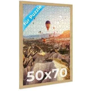 PHOTOLINI Bilderrahmen für Puzzle, Puzzlerahmen mit Acrylglas zum Aufhängen, für 1 Bilder (1 Einzelrahmen), 500-1.000 Teile im Endformat 50x70 cm beige 50 cm x 70 cm