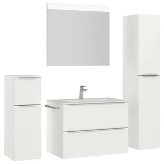 Nobilia Badezimmer, Schwarz, Weiß, Holzwerkstoff, 5-teilig, 5 Fächer, 2 Schublade(n),3 Schublade(n) Schubladen, F, 141 cm, Goldenes M, Made in Germany, Griffeauswahl, hängend, Zusatzausstattung erhältlich, Typenvielfalt, Badezimmer, Badmöbelsets & Badmöbelserien, Badmöbel-Sets