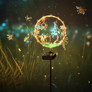 Solarlampen für Außen Balkon Silhouette Gartenlampe,Süße Tiere Solar Gartendeko für Draußen Wetterfest Gartenleuchten,Solarstecker für Außen Garten Solarleuchten Solarlichter für Außen (Squirrel)