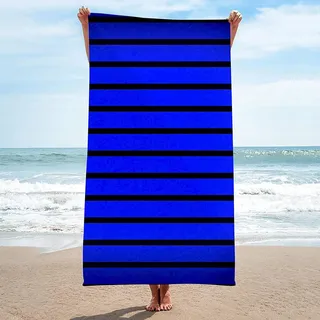 Strandtuch Blau, Mikrofaser Strandtuch Streifen Handtuch Groß 100x200 cm Badetuch Strandhandtuch Schnell Trocknendes Sandfreies Weiches Saunatuch, reisehandtuch, Badehandtuch