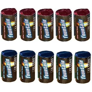 h2i Mini Vulkan | 10 St. | +/- 20 sek | Outdoor Leuchtfontäne mit silber rot & blauem Funkenregen für Silvester, Halloween & Partys | Kinder & Jugendfeuerwerk | g | Ganzjahresfeuerwerk Kat 1