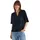 Kurzarm Bluse mit Split Neck Blau L