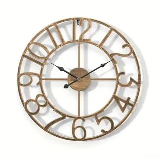Oniissy Wanduhr für den Außenbereich, Vintage-Stil, offenes Zifferblatt, Schiefer-Effekt, wasserdicht und wetterfest, große Gartenuhr, für drinnen oder draußen, dekorativ (A)
