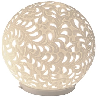Formano Porzellan-Lampe Kugel Harmonie Romantik Tischleuchte Nachttischlampe Nachttischleuchte Stimmungslampe Weiss 24cm