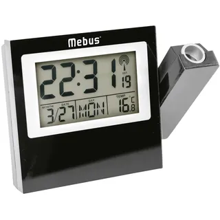 Mebus Projektionswecker Funkuhr digital schwarz Temperatur Kalender 12/24h