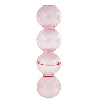 Handgefertigte Vase Von Lumicolors – Vierkugel-glasvase – Größe 23 × 6 Cm, 70 G – Umweltfreundlich, Blau, Gelb, Klar, Rosa – Ideal Als Dekoration Und Geschenk