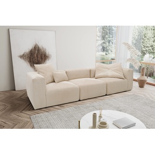 DOMO. collection Modulsofa Malia, 3 Sitzer, Bigsofa, modular und flexibel, 3 Couch, Cord Sofa, 301 cm breit, in weichem Cord beige