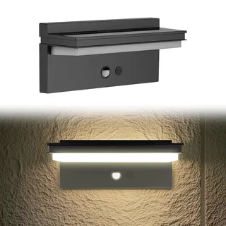 【Neuheit】Solarlampen für Außen mit Bewegungsmelder, 73 LED Superhell Solarleuchten, IP65 Wasserdicht, 4 Modi Solar Wandleuchte Aussen für Garten, Balkon, Zaun, Terrasse, Treppen - inkl. Montage-Set