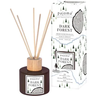 Raumduft Diffuser Dark Forest, 100 ml mit Stäbchen - Essential Oils Lufterfrischer in Geschenkverpackung | Kräftige Noten von Bergamotte, Orange & Lavendel | Wohn-, Schlaf-, Bad, WC, Hotel, Büro, Deko