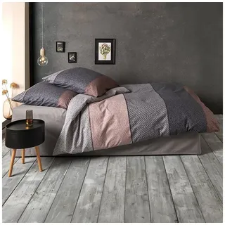 Traumschlaf Kansas Gestreift Flanell Lila/Grau 200 x 220 cm + 2 x 80 x 80 cm