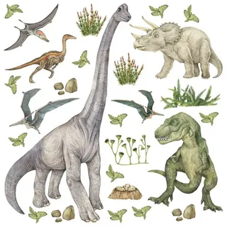 Sanders & Sanders Wandtattoo Dinosaurier Grün 30 x 30 cm 601333