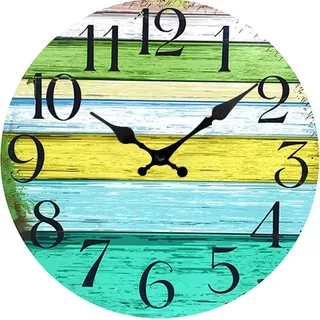 30 Cm Große, Rustikale Vintage-wanduhr Mit Geräuschloser Zeitschaltuhr Aus Holz.