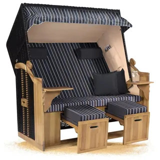 Strandkorb Hanse Ostsee XXL 2,5 Sitzer Volllieger schwarz 150cm breit, ideal für Garten, Terrasse und Balkon