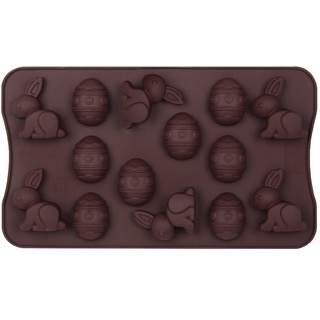 Dr. Oetker Silikon-Schokoladenform Fröhliche Ostern 14er Silikon Schokoladeneier, Schokoladenform Osterhase, Schokohasen für Kuchen, Menge: 1 Stück