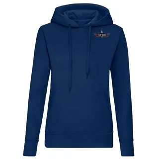 Blondie & Brownie Hoodie Damen Top Gun Brust Stick F-14 Tomcat Vintage Film Kino Maverick mit Kapuze, Bestickt blau XL