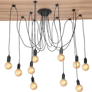 Deckenlampe Vintage Industrie mehrflammig ohne Leuchtmittel | Pendelleuchte, Industrieller Stil, Mehrere Lampenarme, für Küche, Schlafzimmer, Wohnzimmer, ohne Lichtquelle