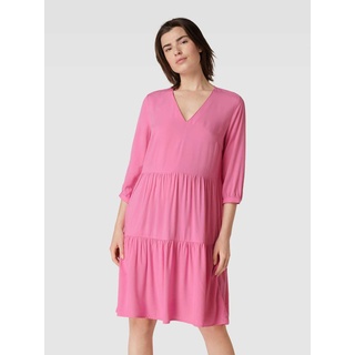 Knielanges Kleid aus Viskose im Stufen-Look, Pink, 46